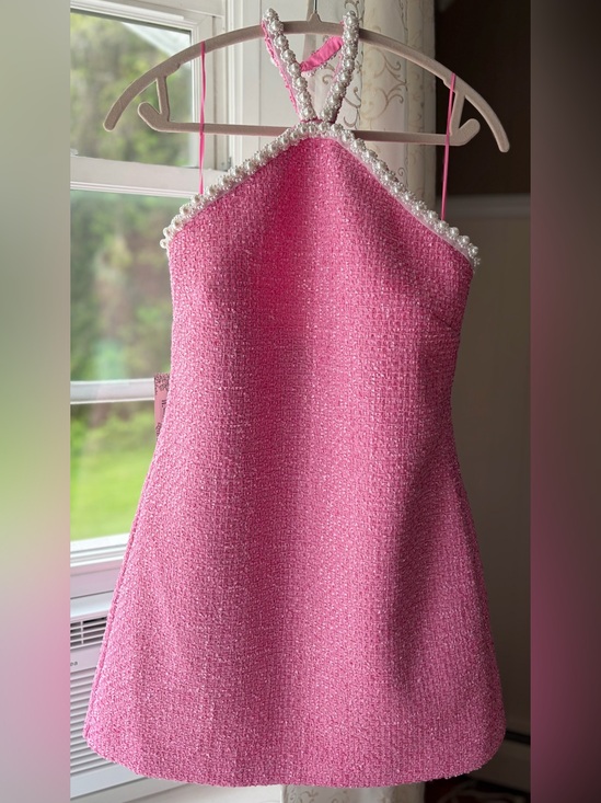 Hyacinth House Dresses & Skirts - NWT Hyacinth House Pink Tweed & Pearl-Trim Petra Mini Dress Preppy Resort Sz S